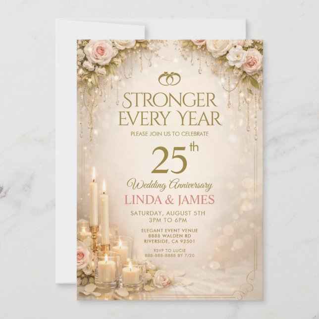 Rustic Floral Cute Wedding Anniversary Invitations (Front)