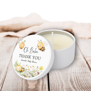 Rustic Floral Daisy Oh Babee Honey Bee Baby Shower Mini Candle Favors