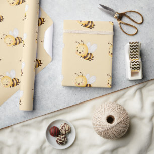 Rustic Floral Daisy Oh Babee Honey Bee Baby Shower Wrapping Paper