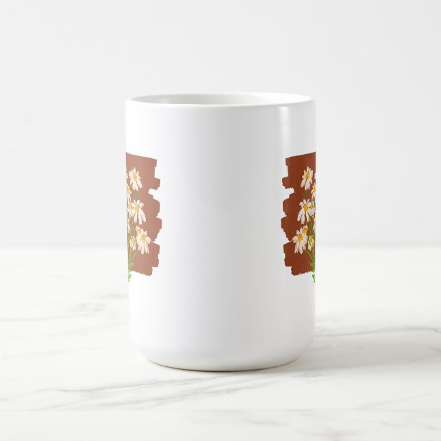 Rustic floral design on brown background coffee mug (Center)
