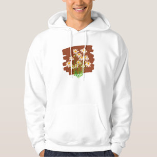 Rustic floral design on brown background hoodie
