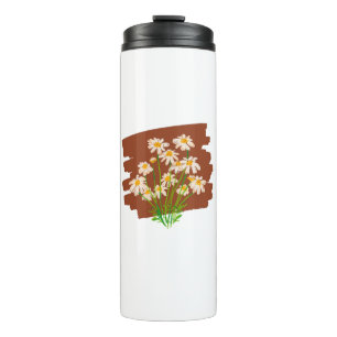 Rustic floral design on brown background thermal tumbler