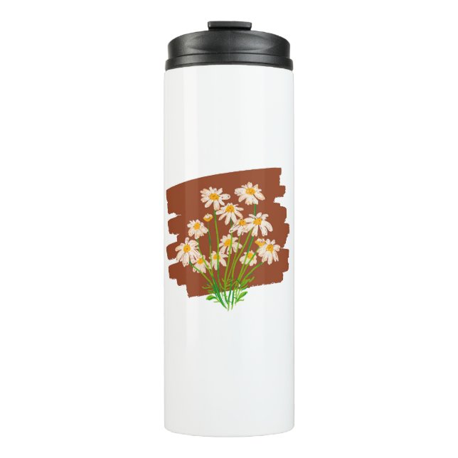 Rustic floral design on brown background thermal tumbler (Front)