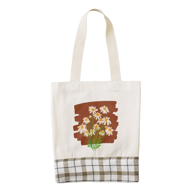 Rustic floral design on brown background zazzle HEART tote bag (Front)