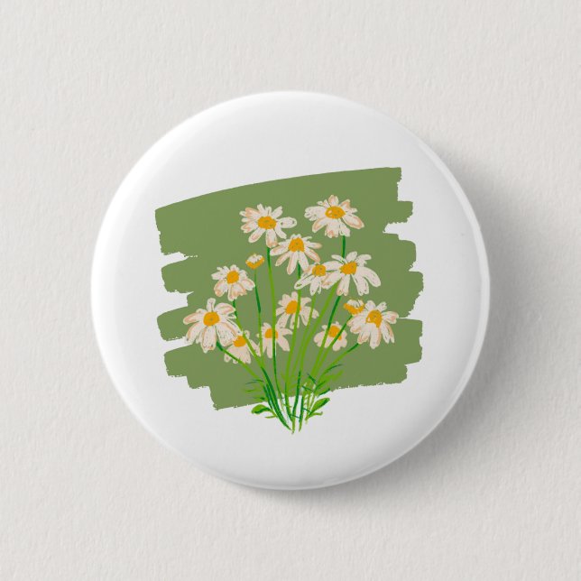 Rustic Floral Design on Green Background Button (Front)