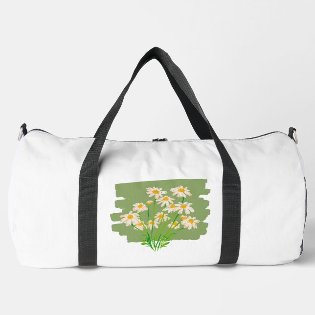 Rustic Floral Design on Green Background Duffle Bag (Front)