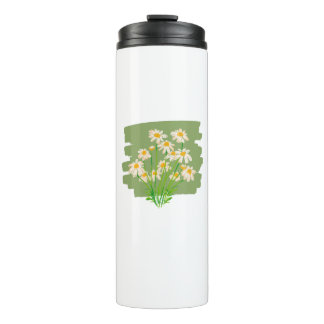 Rustic Floral Design on Green Background Thermal Tumbler