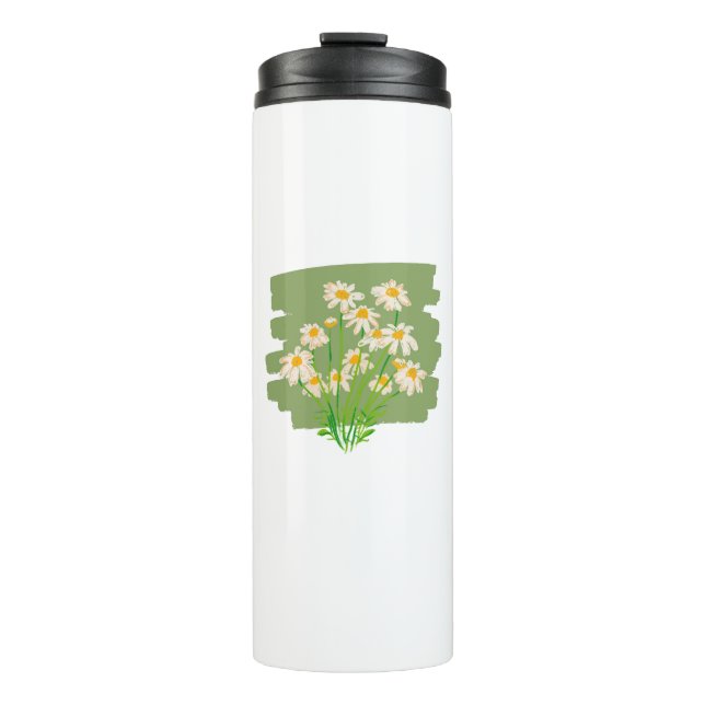 Rustic Floral Design on Green Background Thermal Tumbler (Front)