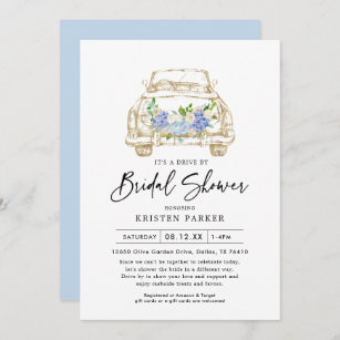 Rustic Floral Drive By Bridal Shower Invitation