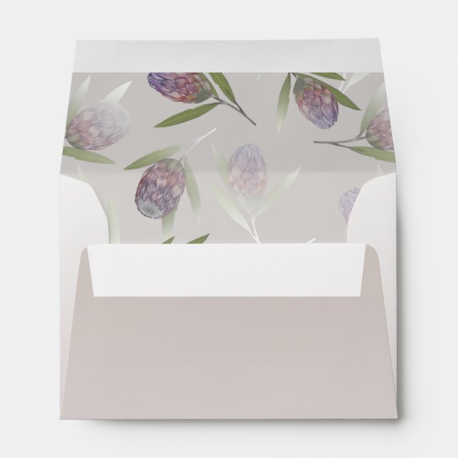 Rustic Floral Dusty Purple Beige Wedding Envelope (Back (Bottom))