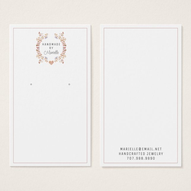 Rustic Floral Earring Jewelry Display Card (Front & Back)