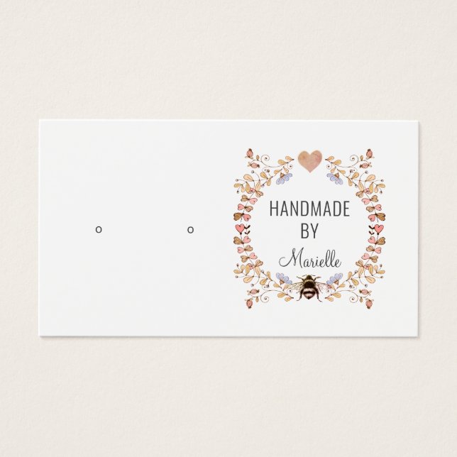 Rustic Floral Earring Jewelry Display Card (Front)