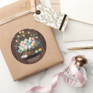 Rustic Floral Easter Eggs Baby Shower Classic Round Sticker