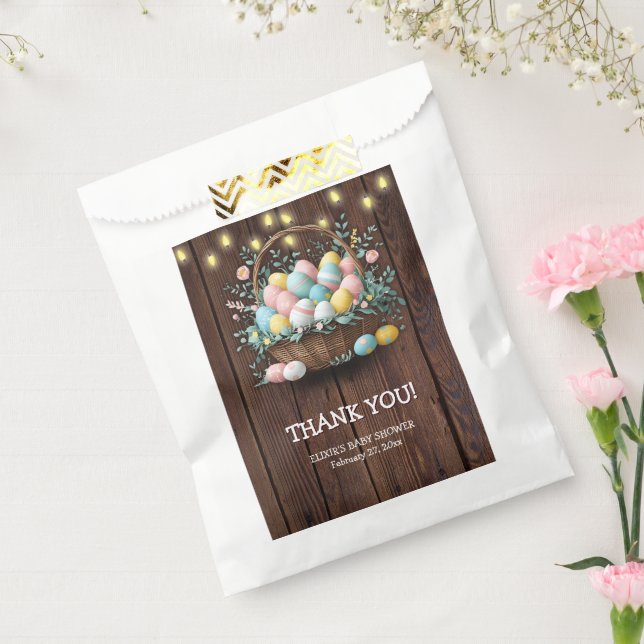 Rustic Floral Easter Eggs Baby Shower Favor Bag (Sealed)