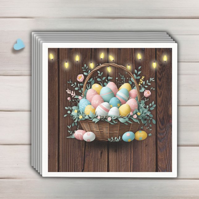 Rustic Floral Easter Eggs Baby Shower Napkins (Creator Uploaded)