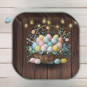 Rustic Floral Easter Eggs Baby Shower Paper Plates