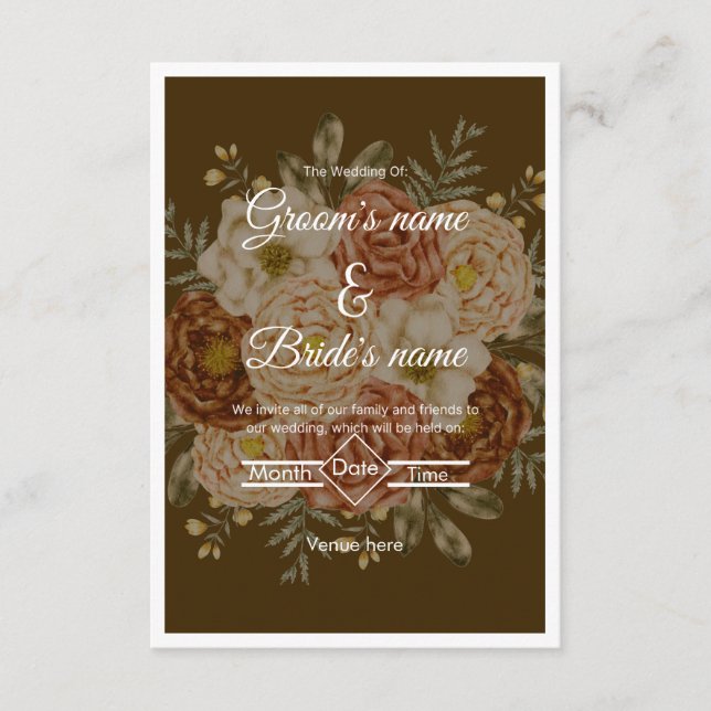 Rustic Floral Elegance Wedding Invitation (Front)