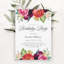 Rustic Floral Elegant Adult Birthday for Her