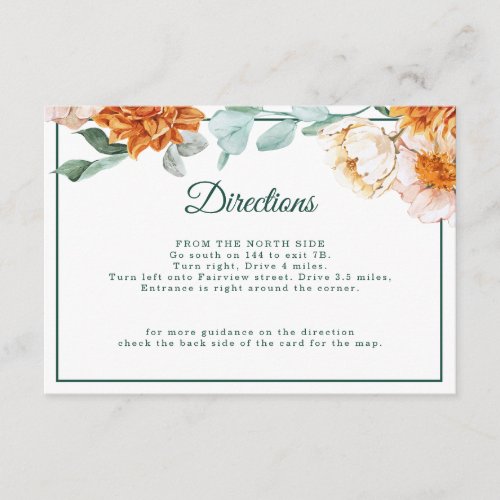 Rustic Floral Elegant Direction Details Wedding Enclosure Card