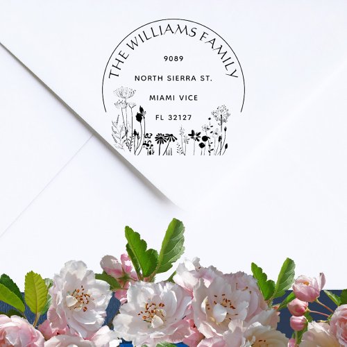 Rustic Floral Elegant Family Return Address Self_inking Stamp