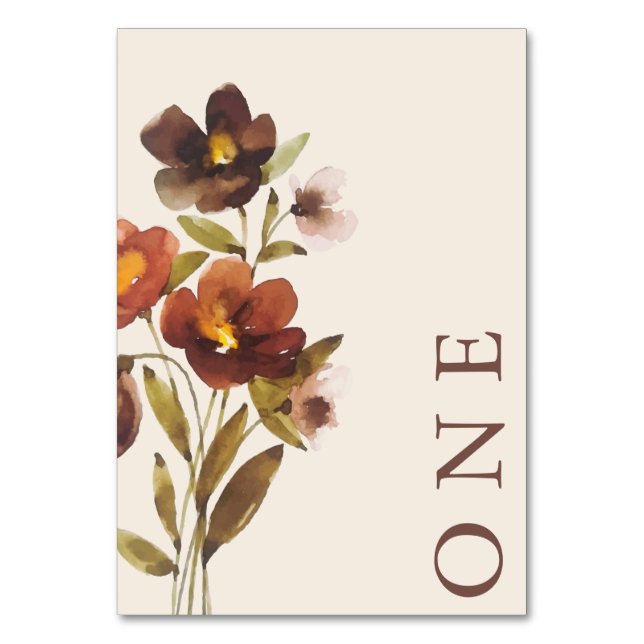 Rustic Floral Elegant Minimal Wedding | Table Numb Table Number (Front)