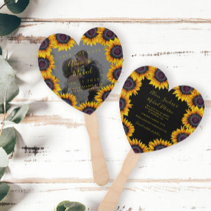 Rustic floral elegant photo wedding save date hand fan