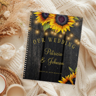 Rustic floral elegant wood bride and groom wedding planner