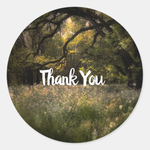 Rustic Floral Enchanted Forest Tree Wedding Woods  Classic Round Sticker