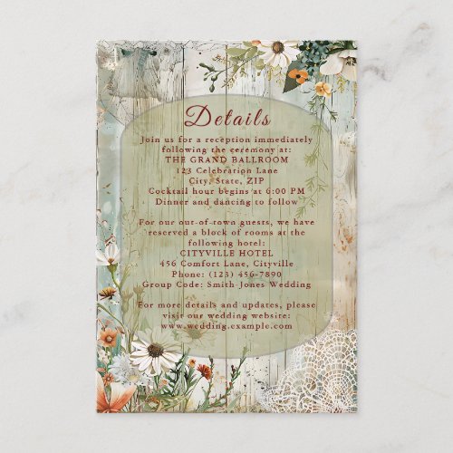 Rustic Floral Enclosure Card