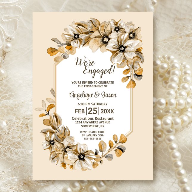 Rustic Floral Engagement Party Invitation (Creator Uploaded)