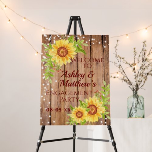 Rustic Floral Engagement Party Welcome  Foam Board