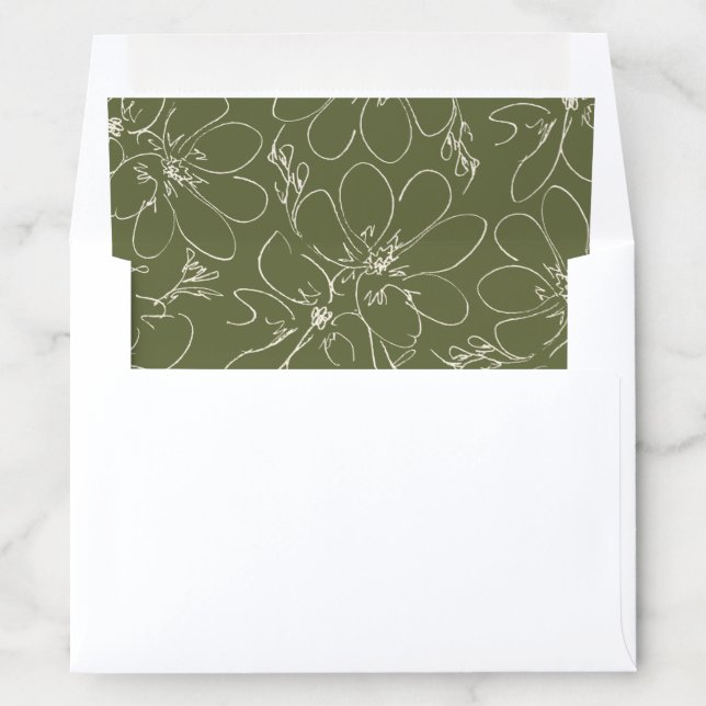 Rustic Floral Envelope Liners | Green (In Envelope)