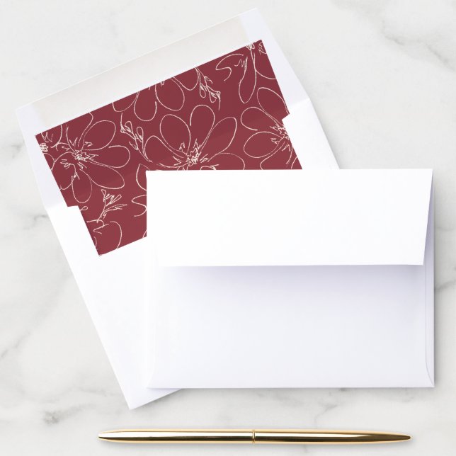 Rustic Floral Envelope Liners | Red (Desk)