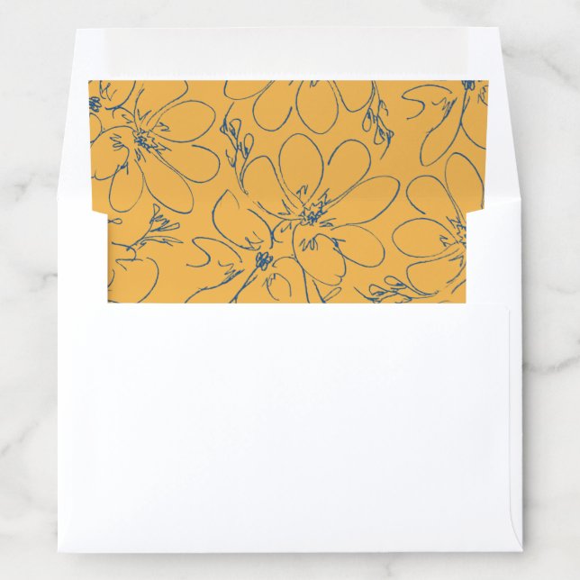 Rustic Floral Envelope Liners | Yellow (In Envelope)
