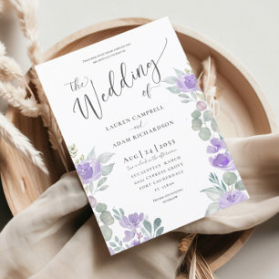 Rustic Floral Eucalyptus Purple Wedding Invitation
