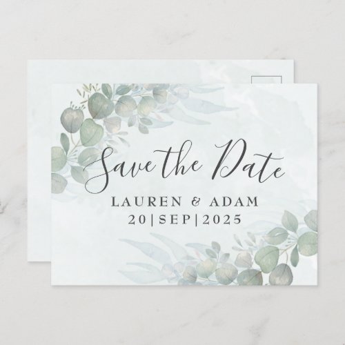 Rustic Floral Eucalyptus Sage Green Announcement