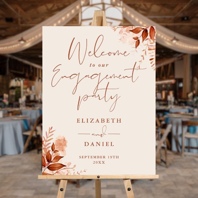 Rustic Floral Fall Engagement Party Welcome Sign (Rustic Floral Fall Engagement Party Welcome Sign)