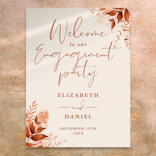 Rustic Floral Fall Engagement Party Welcome Sign