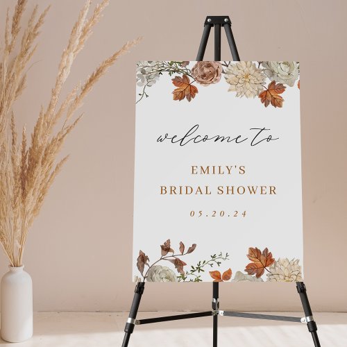 Rustic Floral Fall in Love Bridal Shower Welcome Foam Board