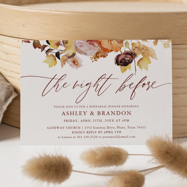 Rustic Floral Fall Rehearsal Dinner Invitation (Creator Uploaded)