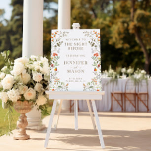 Rustic Floral Fall Rehearsal Dinner Welcome Sign