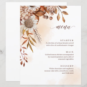 Rustic Floral Fall Wedding Menu