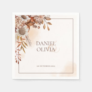 Rustic Floral Fall Wedding  Napkins
