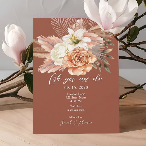 Rustic Floral Fall Wedding Reception  Invitation