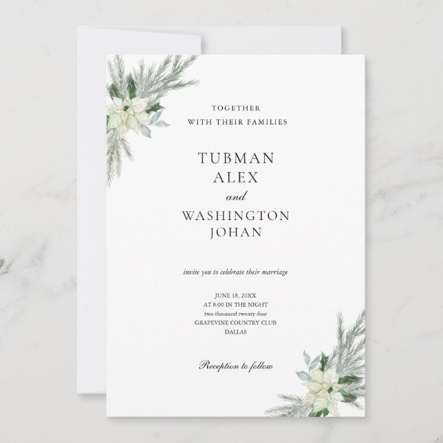 Rustic Floral Fall Winter Wedding Invitation (Front)