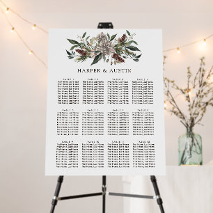 Rustic Floral Fall Winter Wedding Seating Chart Foam Board