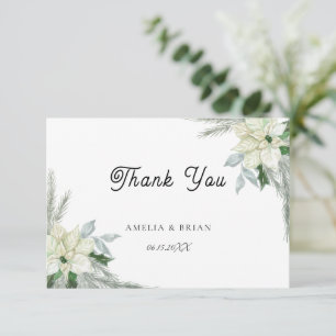 Rustic Floral Fall Winter Wedding Thank You Card