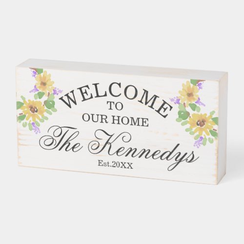 Rustic Floral Family Name Welcome To Our Home Wooden Box Sign