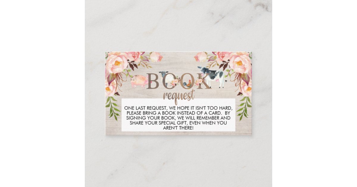 Rustic floral farm book request insert | Zazzle