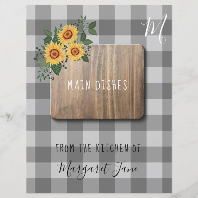 Rustic floral farmhouse recipe organizer divider (Front)